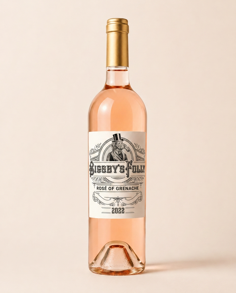 Bigsby's Folly Rosé of Grenache with illustrated Victorian label