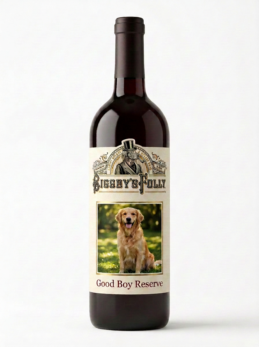 Bigsby's Folly custom labeled bottle — For the Good Boy